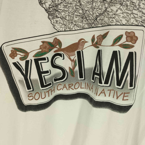 90S YES I AM マップ プリント クルーネック Tシャツ シングルステッチ メンズ
