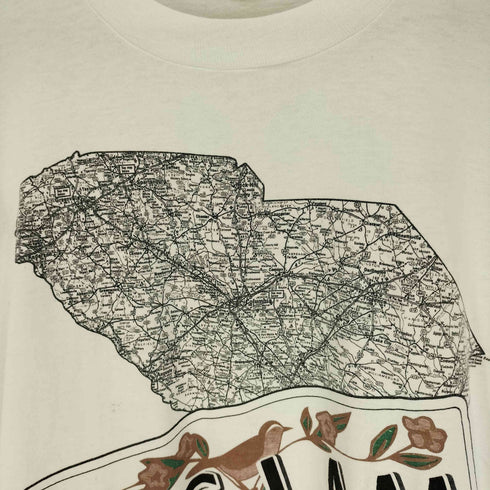 90S YES I AM マップ プリント クルーネック Tシャツ シングルステッチ メンズ