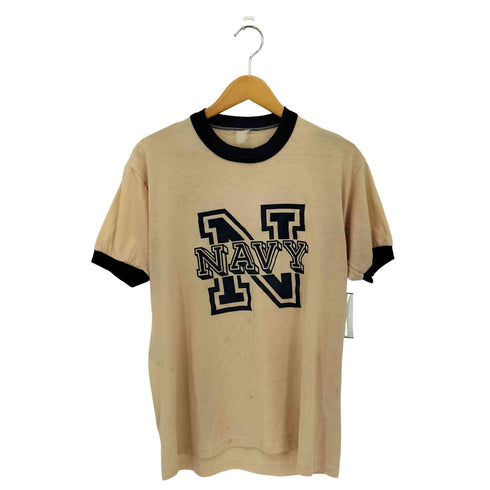 70-80s NAVY フロントプリント リンガーTシャツ カットソー メンズ