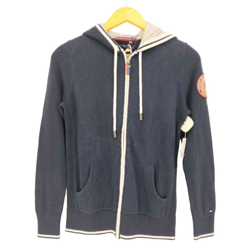 トミーヒルフィガー TOMMY HILFIGER ワッペン ジップアップ ニットフーディー レディース import:S