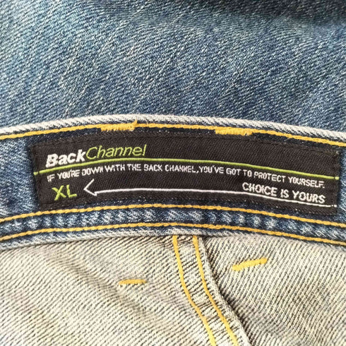 バックチャンネル Back Channel レザーパッチ ストレート デニムパンツ メンズ JPN:XL
