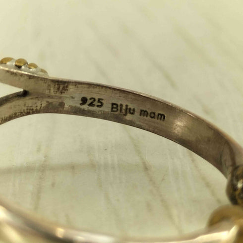 Biju mam silver925刻印 ホワイトムーンストーン リング レディース 14-15号
