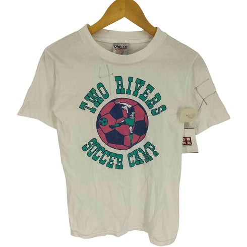 90S USA製 POWER-T TWO RIVERS SOCCER CAMP プリント クルーネック Tシャツ シングルステッチ メンズ import:S