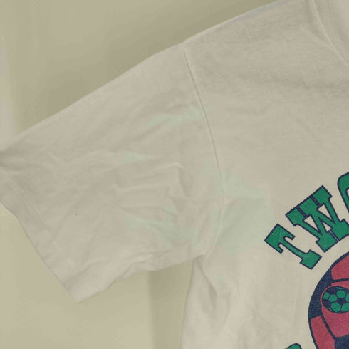 90S USA製 POWER-T TWO RIVERS SOCCER CAMP プリント クルーネック Tシャツ シングルステッチ メンズ import:S