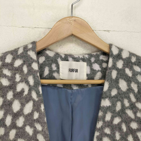 ファーファー furfur レオパードノーカラーコート レディース FREE