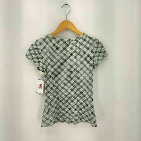 バーバリーブルーレーベル BURBERRY BLUE LABEL ロゴ刺繍 ノバチェック Uネック Tシャツ レディース 38