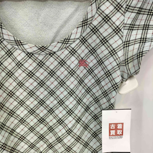 バーバリーブルーレーベル BURBERRY BLUE LABEL ロゴ刺繍 ノバチェック Uネック Tシャツ レディース 38