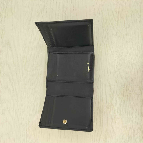 アニエスベー agnes b. 型押しロゴ 三つ折り財布 レディース