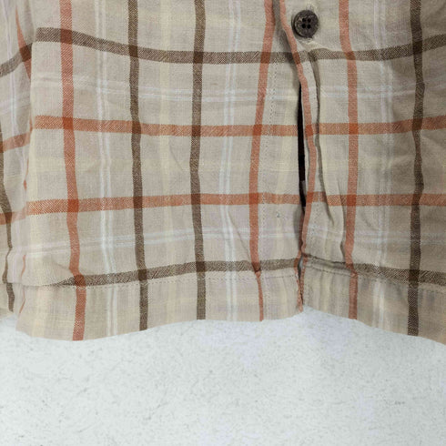ドッカーズ DOCKERS リネン混 チェック柄ボックスシャツ メンズ L