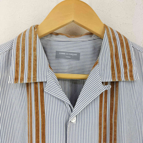 コムデギャルソンオム COMME des GARCONS HOMME 90s 田中オム ベロアストライプ コットン オープンカラーシャツ メンズ