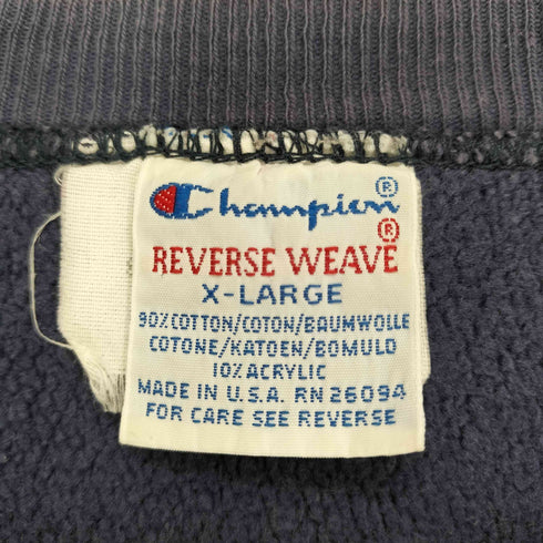 チャンピオン Champion REVERSE WEAVE 90-00s USA製 UNEVERSITY OF ROCHESTER フロントプリントクルーネックスウェット メンズ XL