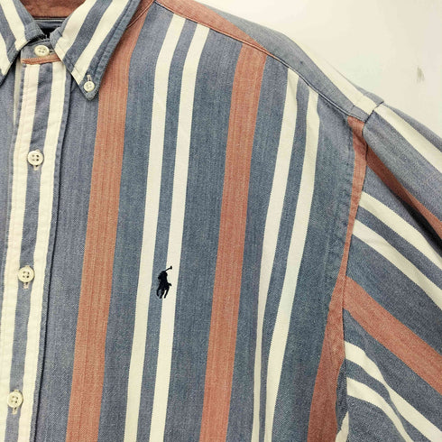 ラルフローレン RALPH LAUREN 90s ストライプ ポニー刺繍 ボタンダウンシャツ メンズ import:L
