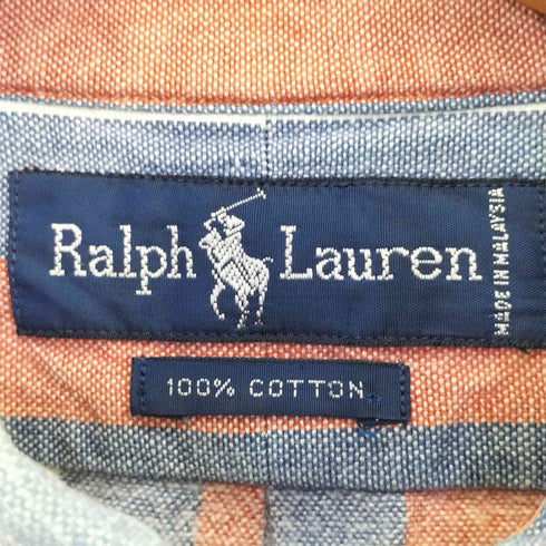 ラルフローレン RALPH LAUREN 90s ストライプ ポニー刺繍 ボタンダウンシャツ メンズ import:L