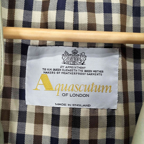 アクアスキュータム AQUASCUTUM MADE IN ENGLAND 玉虫 裏地チェックトレンチコート メンズ