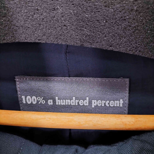a hundred percent シワ加工 ウールギャバ スタンドカラーコート レディース