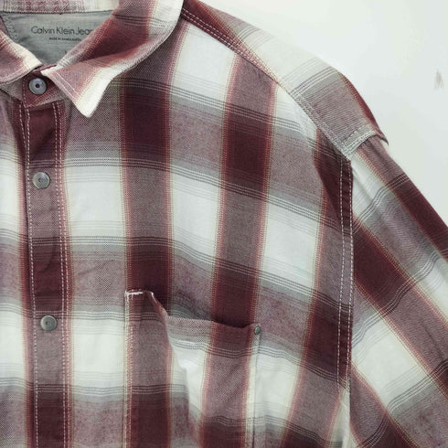 カルバンクラインジーンズ Calvin Klein Jeans オンブレチェック スナップボタン 長袖 シャツ メンズ import:L