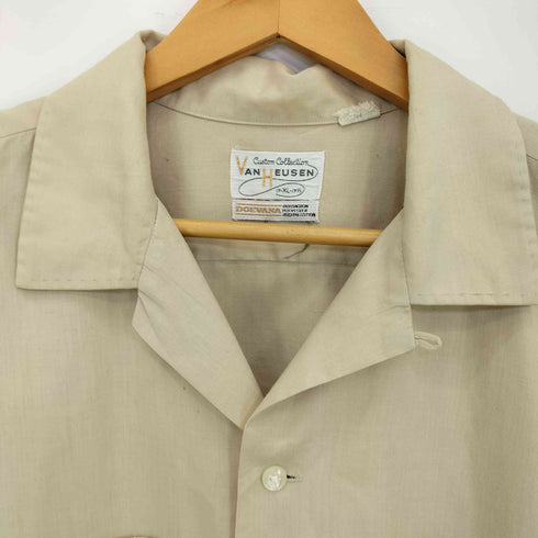 ヴァンヒューゼン VAN HEUSEN 60s VHタグ Custom Collection コットンポリ オープンカラー シャツ メンズ import:XL