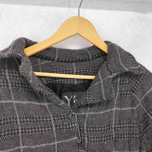 ワイズ Ys LAINE WOOL 安全ピン チェックカーディガンジャケット レディース JPN:2