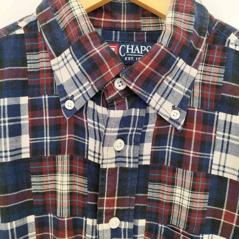 チャップス CHAPS ロゴ刺繍 チェック パッチワーク ボタンダウンシャツ メンズ import:M