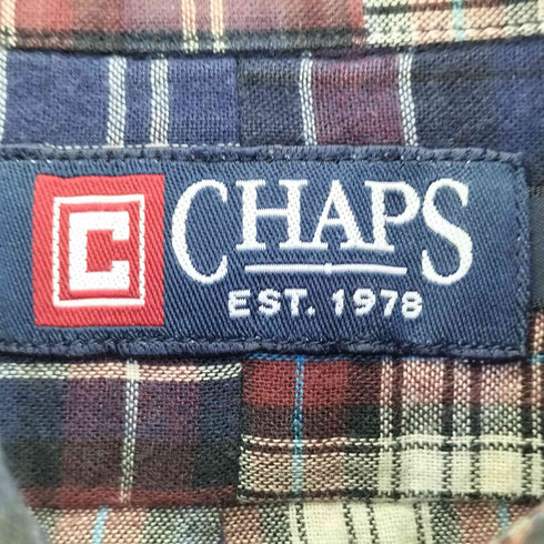 チャップス CHAPS ロゴ刺繍 チェック パッチワーク ボタンダウンシャツ メンズ import:M
