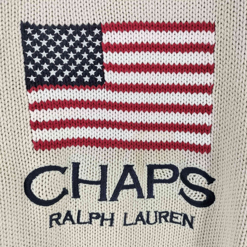 チャップスラルフローレン CHAPS RALPH LAUREN HAND FRAMED 星条旗 コットンニットトップス メンズ import:L