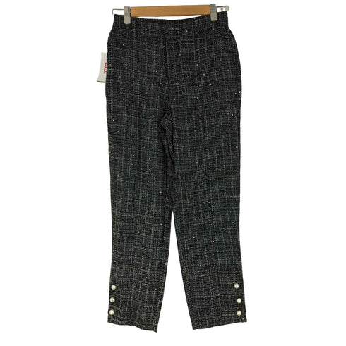 トッコクローゼット tocco closet 裾パール付きスパンコールツイードパンツ レディース M