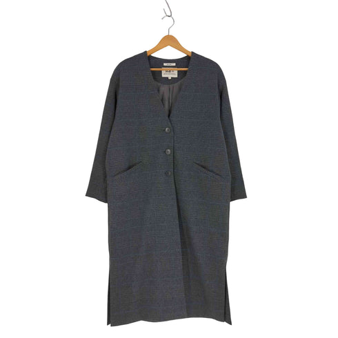 ニコアンド niko and... Woolly Tec チェック柄 マキシノーカラーコート レディース JPN:M