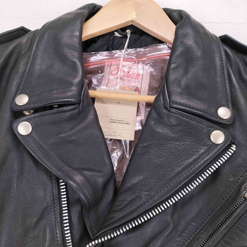 インディアンモーターサイクル INDIAN MOTORCYCLE 星条旗刺繍リアルレザーダブルライダースジャケット メンズ 36