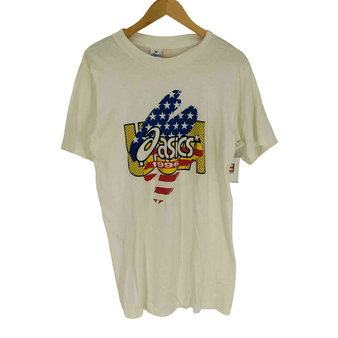 アシックス ASICS 90S USA製 フロント ロゴプリント クルーネック S/S Tシャツ メンズ import:M