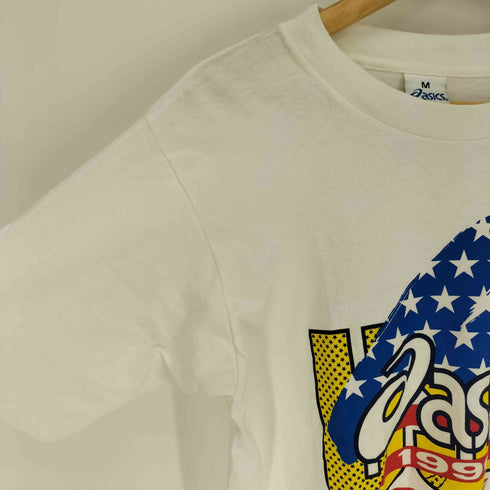 アシックス ASICS 90S USA製 フロント ロゴプリント クルーネック S/S Tシャツ メンズ import:M