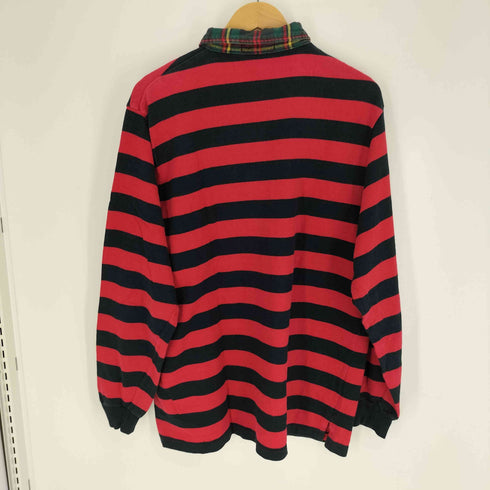 ポロバイラルフローレン Polo by RALPH LAUREN 90S ポニー刺繍 襟チェック ボーダー ポロシャツ メンズ import:L