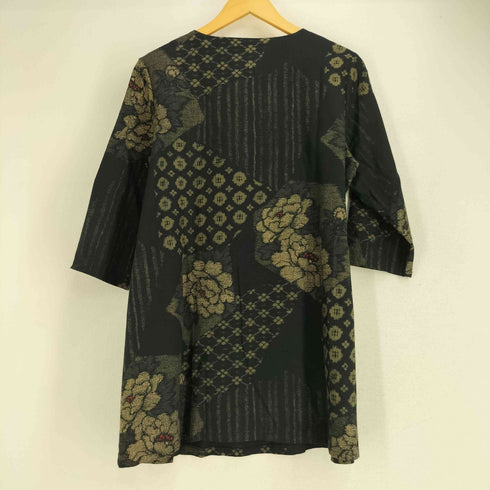 Nagominosato 三河木綿 花柄 七分袖 チュニック ワンピース レディース