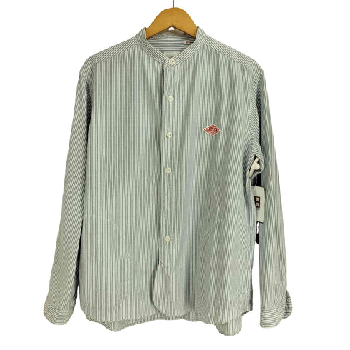 ダントン DANTON ロゴワッペン ストライプ バンドカラー L/S シャツ メンズ US:40