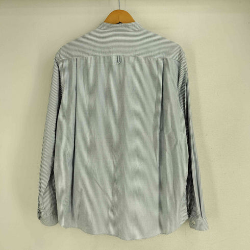 ダントン DANTON ロゴワッペン ストライプ バンドカラー L/S シャツ メンズ US:40