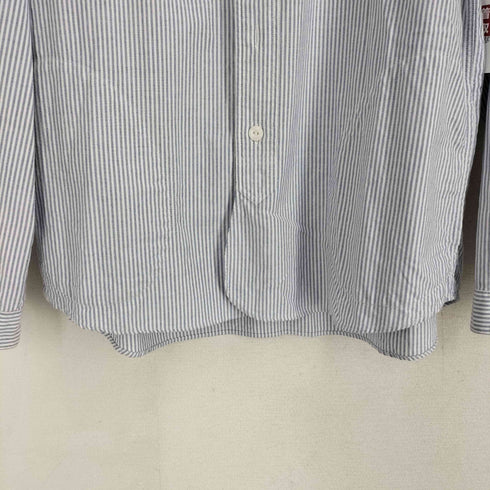 ダントン DANTON ロゴワッペン ストライプ バンドカラー L/S シャツ メンズ US:40