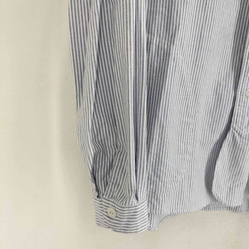 ダントン DANTON ロゴワッペン ストライプ バンドカラー L/S シャツ メンズ US:40