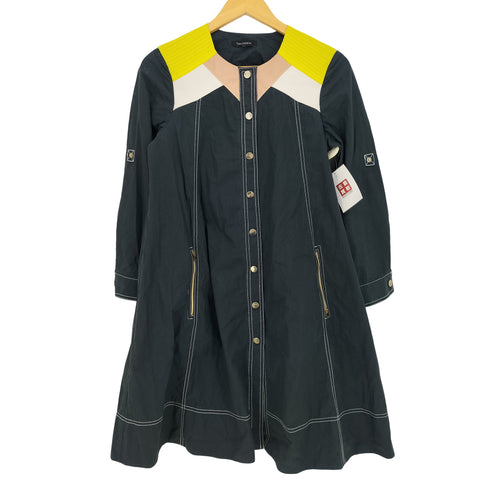 タラジャーモン TARA JARMON レザー切替 Aライン ノーカラーコート レディース