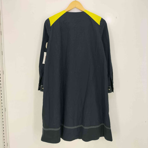 タラジャーモン TARA JARMON レザー切替 Aライン ノーカラーコート レディース