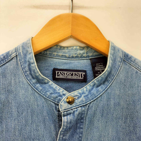 ランズエンド LANDS END 90-00S バンドカラー L/S デニム シャツ メンズ import:M