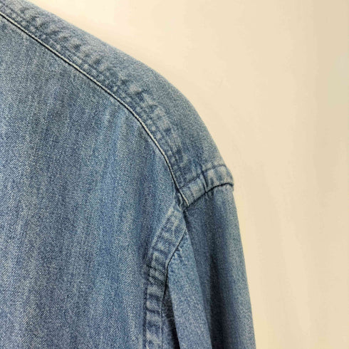 ランズエンド LANDS END 90-00S バンドカラー L/S デニム シャツ メンズ import:M