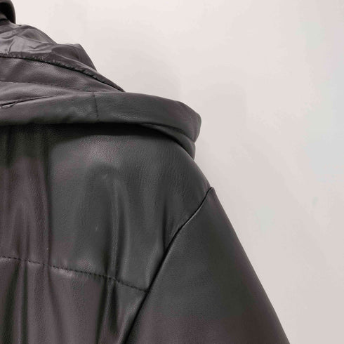 ザラ ZARA フェイクレザー 中綿 フーデッド ジャケット レディース import:S