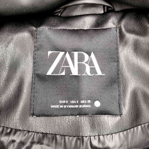 ザラ ZARA フェイクレザー 中綿 フーデッド ジャケット レディース import:S
