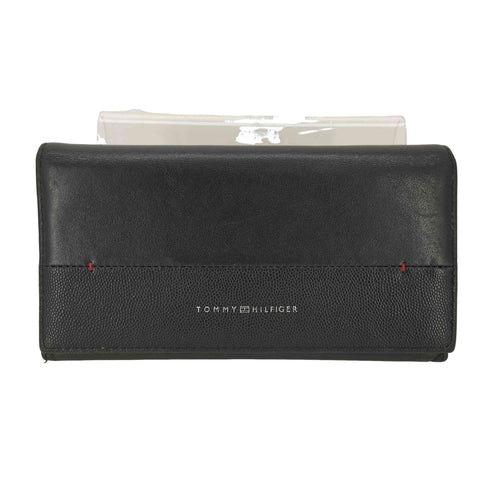 トミーヒルフィガー TOMMY HILFIGER ロゴ レザー 切替 二つ折り 長財布 メンズ