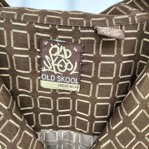 OLD SKOOL URBAN WEAR BIG SIZE ボックスグラフィック 総柄 オープンカラー半袖シャツ Street メンズ 4X
