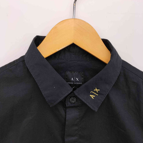 アルマーニエクスチェンジ ARMANI EXCHANGE SLIM 襟 ロゴ 刺繍 L/S 比翼 レギュラーカラー シャツ メンズ import:M
