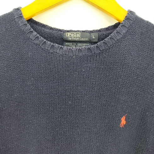 ポロバイラルフローレン Polo by RALPH LAUREN 90s ポニー刺繍 コットンニット メンズ import:L