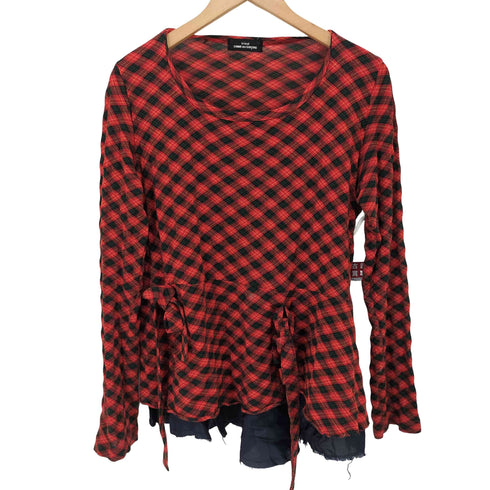 トリココムデギャルソン tricot COMME des GARCONS 06ss 異素材切替 ダイヤチェック レイヤードカットソー レディース