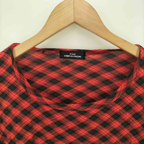 トリココムデギャルソン tricot COMME des GARCONS 06ss 異素材切替 ダイヤチェック レイヤードカットソー レディース