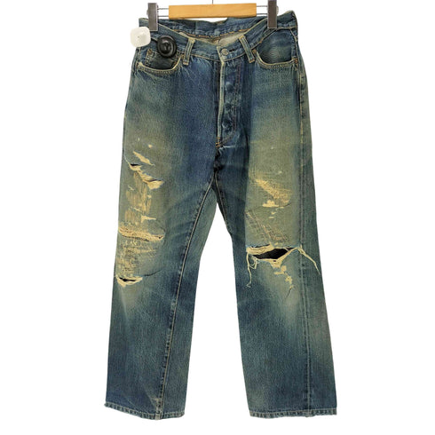Ground-Alls 90S 日本製 Silver Stone ボタンフライ ダメージ デニムパンツ オフセット ベルトループ サークルR メンズ
