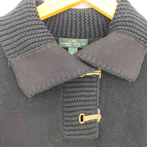ローレンラルフローレン LAUREN RALPH LAUREN 90s ハーフ フックボタン コットンニット レディース import:L